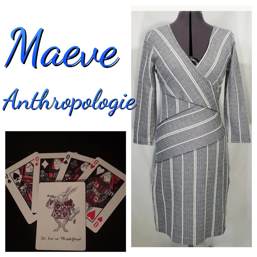 New Anthropologie Maeve Wrap Dress Sz M Blue - Picture 1 of 8